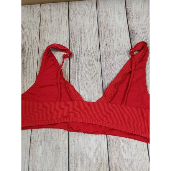 FRANKIE'S BIKINIS Women's Red Ribbed Bikini Top Tie Size Medium - Picture 6 of 8